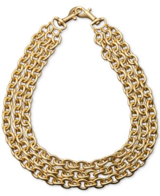 New York Gold-Tone Multi-Row Link Collar Necklace