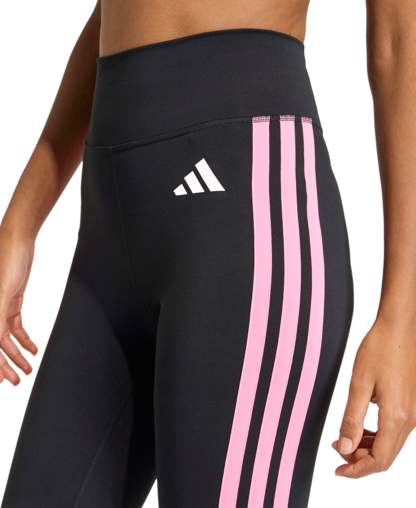 Женские леггинсы adidas Optime Essentials 7/8, цвет: Чёрный / Розовый — фото 3