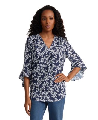 Women's V-Neck Flutter-Sleeve Top