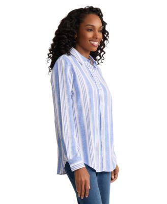 Women's Long-Sleeve Linen-Blend Oversized Shirt
