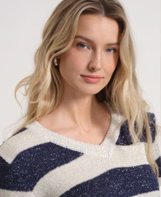 Women's Long-Sleeve V-Neck Knitted Sweater