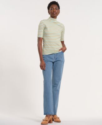 Women's Short-Sleeve Turtle Neck Knitted Top