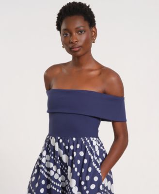 Women's Off-The-Shoulder Printed Maxi Dress