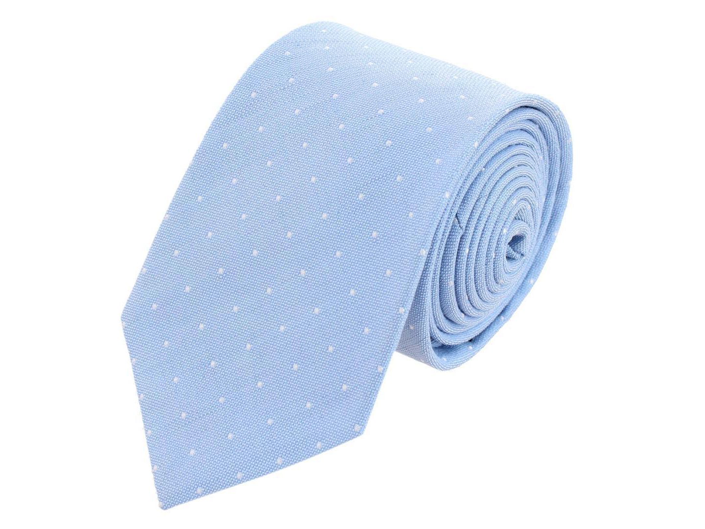 Мужские галстуки TRAFALGAR Churchill Chambray Polka Dot Linen Blend Necktie, цвет: Синий — фото 1
