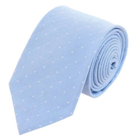 Мужские галстуки TRAFALGAR Churchill Chambray Polka Dot Linen Blend Necktie, цвет: Синий
