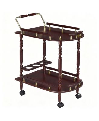 2-Tier Mobile Bar Cart with Wine Rack