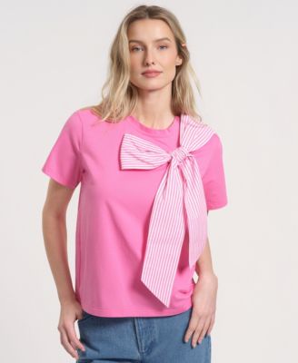 Women's Short-Sleeve Bow Knit T-Shirt