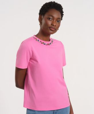 Women's Short-Sleeve Embellished T-Shirt