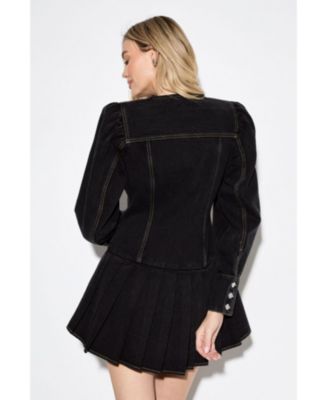 Women's Premium Denim Balloon Sleeve Dress