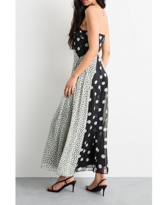 Women's Printed Bandeau Seam Detail Midi Dress