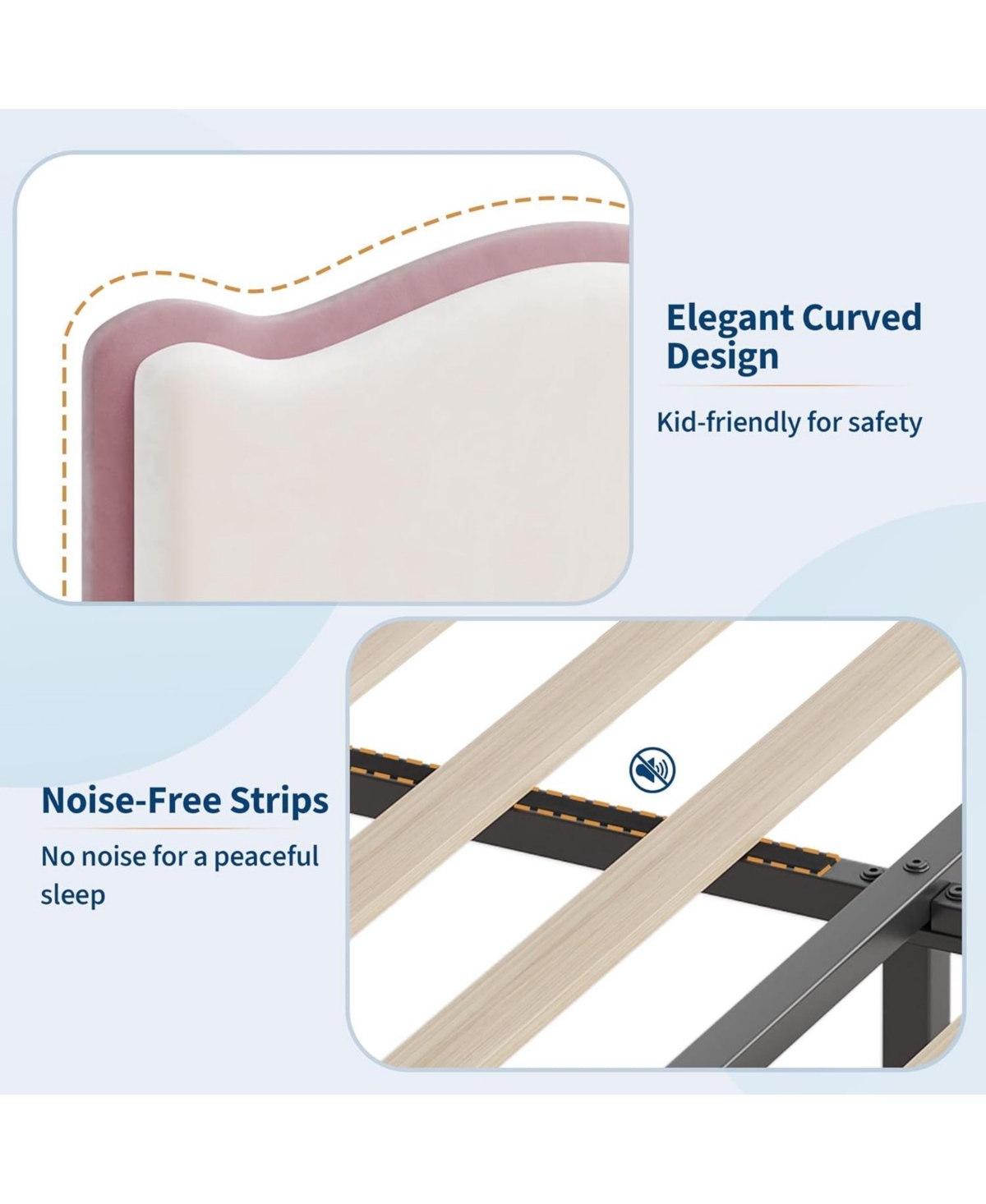 gaomon Upholstered Kids Platform Bed Frame with Headboard Storage Drawer Quiet Wood Slats Easy Build No Box Spring Needed