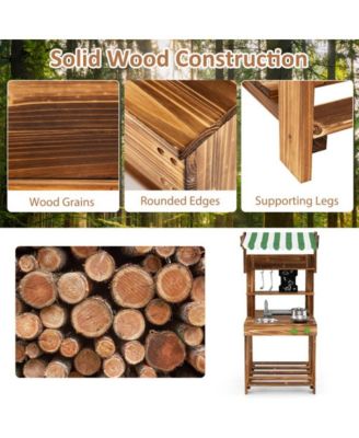 Double Sided Mud Kitchen with Canopy and Chalkboard for 3+ Years Old