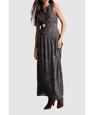 Women's Printed Chiffon Tiered Maxi Dress