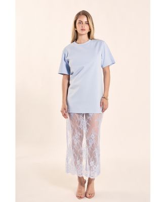 Women's Mixed Media Lace T-Shirt Dress