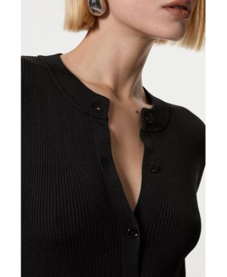 Women's Button Through Ribbed Maxi Dress