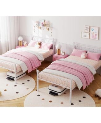  Twin XL Metal Bed Frame With Headboard Footboard Heart Shape Platform Easy Setup No Box Spring Needed