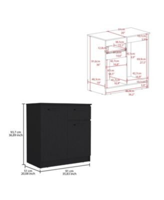 Premium Idaho Dresser with 2 Door Cabinets and 1 Drawer Black Finish Compact Storage Solution for Bedroom Living Room