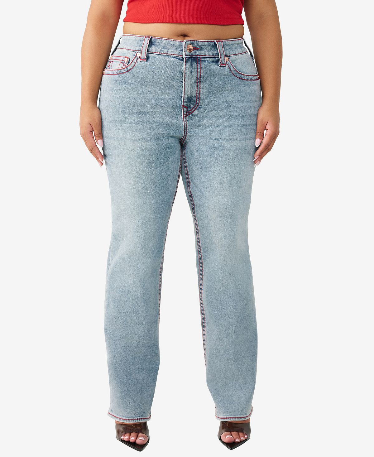 True Religion Plus Size Billie Mid-Rise Straight Big T-Jeans view 1 — MAYCSS fashion products