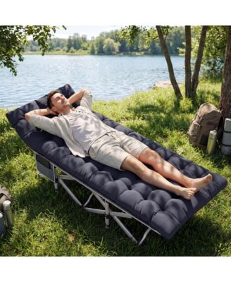 Folding Camping Cot with Removable Cotton Mattress for Office, Home and Beach, 600 lbs
