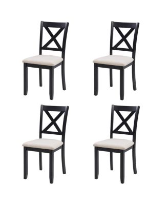 Wooden Dining Chairs Set of 4 with Padded Seat