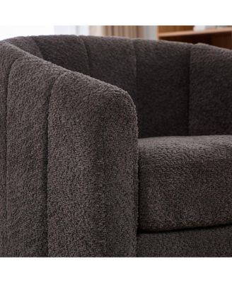31.89" Wide Modern Chenille Swivel Chair, Upholstered Barrel Armchair for Living Room, Office