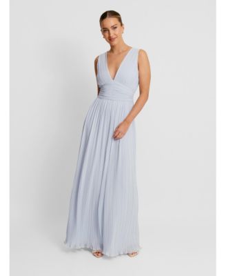 Women's Pleated Plunge Maxi Dress