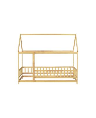 Streamdale Twin Size House Floor Bed with Roof Frame & Guardrails