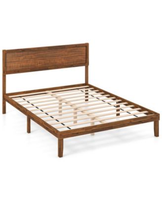 Platform Bed Frame with Headboard and Wooden Slat Support