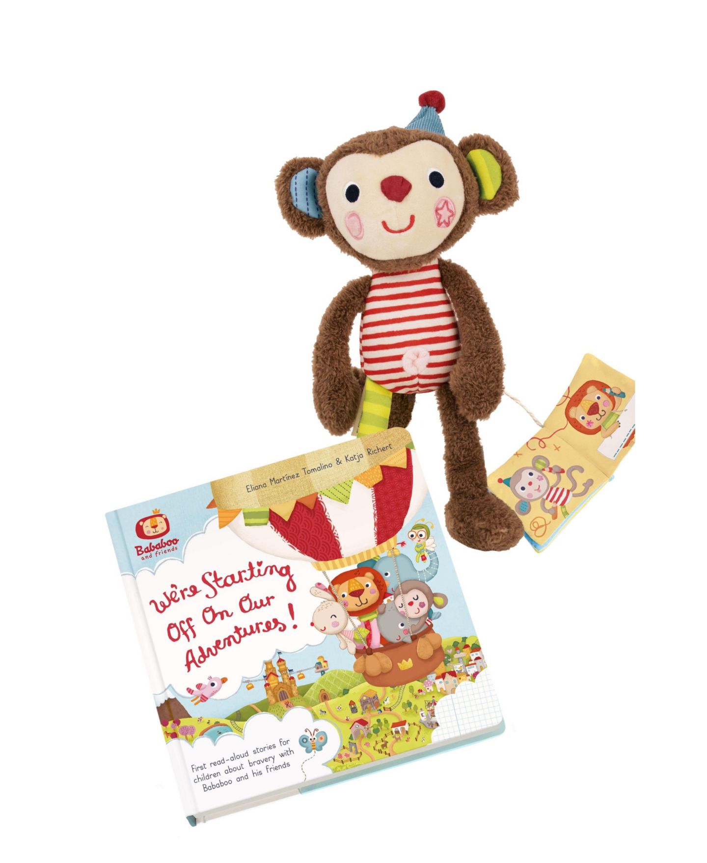 Детские куклы Bababoo and friends Yuki Monkey Board Book and Plush Doll, 2-Piece Set — фото 1