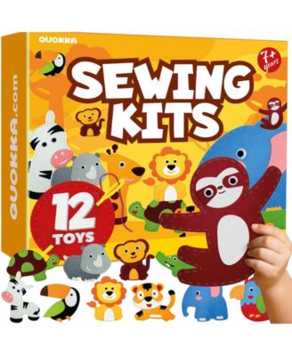 Kids Crafts Ages 4-8 DIY Beginner Needle and Thread Kit - 12 Sewing Kit Basic