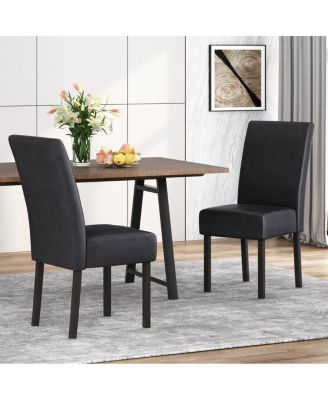 Upholstered Armless Dining Chairs with T-Stitch Design