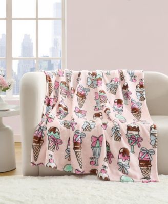 Coquette Ice Cream Printed Plush Throw, 70" X 50"