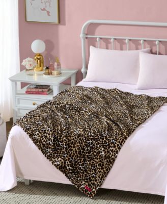 Etched Leopard Printed Plush Throw, 70" X 50"