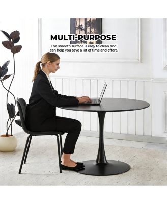 Streamdale 42.1" Black Tulip Dining Table (Seats 4-6) - Round MDF Top, Pedestal Base