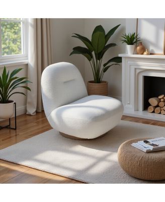 Luxury Modern Swivel Accent Chair, Boucle Rotating Sofa Chair, Minimalist Cloud Chair