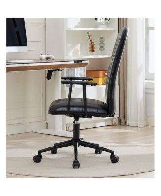 Streamdale Antique Black PU leather office chair, 2-set, high back, adjustable, swivel.