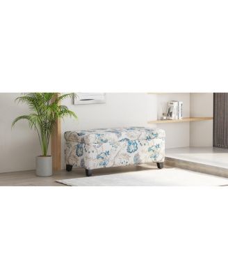Luxury Storage Ottoman with Floral Fabric & Hidden Compartment