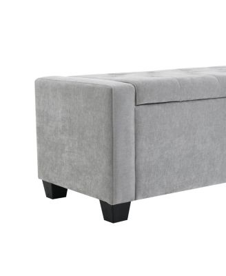 48" Storage Ottoman Bench with Safety Hinge, Upholstered Entryway Seating