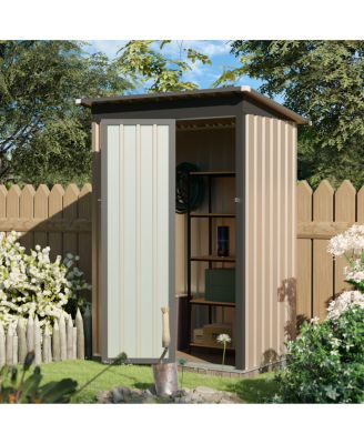 4.27FT x2.42FT Metal Garden Shed 5 X 3 FT Pent Roof with Hinge Door