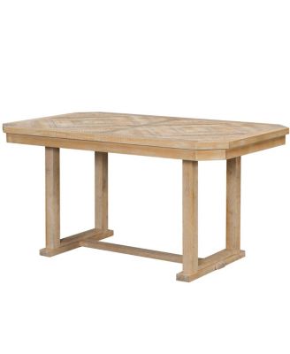 6 Piece Rubberwood Wood Grain Tabletop & Soft Cushion Dining Set