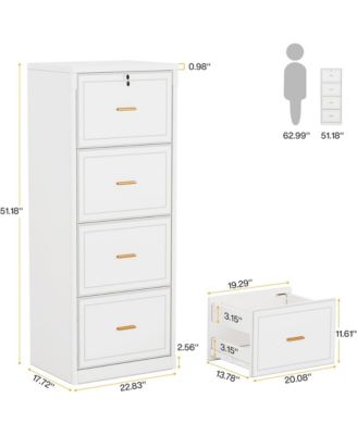 4-Drawer File Cabinet with Lock - Large Vertical Storage Cabinet with Adjustable Rails for A4/F4/Letter/Legal Size Files, for Home Office