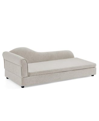 Modern Oversized Linen Dog Sofa, Irregular Wave Backrest Single Armrest Pet Bed for Large Dogs