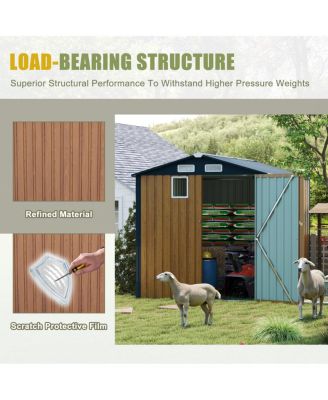 6×8FT Steel Clear Window Lockable Outdoor Storage Shed