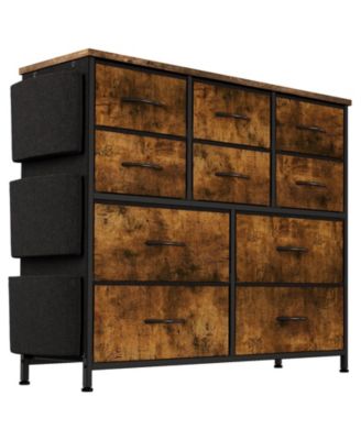 10 Drawer Fabric Dresser & Chest of Drawers with Fabric Bins, Side Pockets & Sturdy Steel Frame for Closet Hallway Living Room
