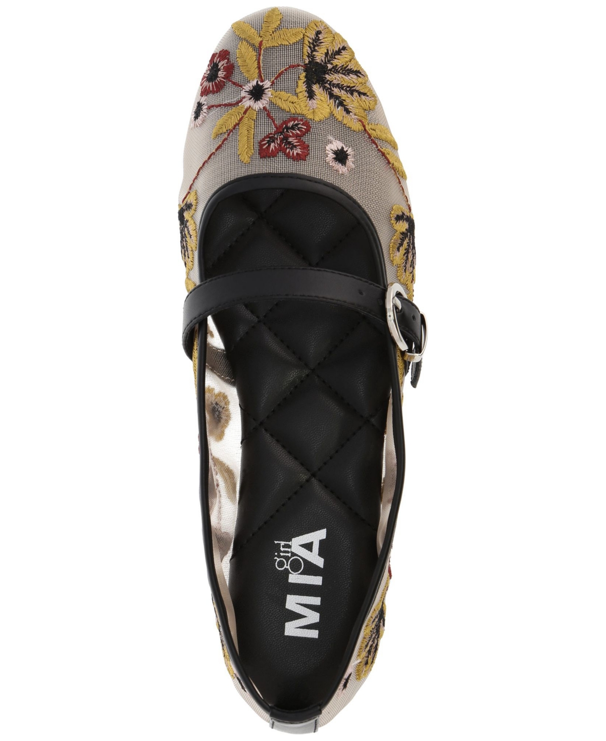 Mia Women's Bluet Embroidered Mesh Mary Jane Ballet Flats