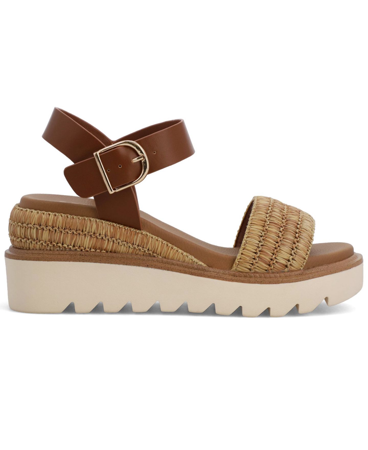 Женские сандалии MIA Odalys Raffia Platform Wedge, цвет: Коньячный / Натуральный — фото 2