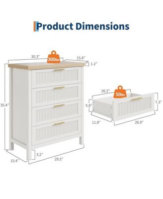 Fluted Dresser for Bedroom, Chest of Dressers for Closet with Fluted Dressers Chest with Clothes Storage
