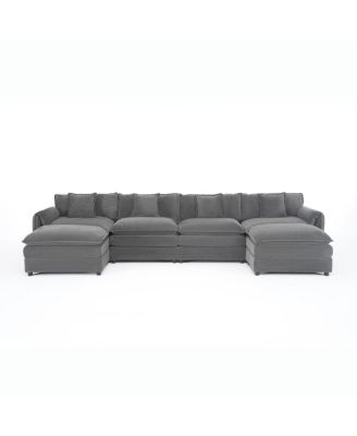 Modular Sectional Sofa, Oversized Deep Seat U Shaped Couch Set, 4-Seater