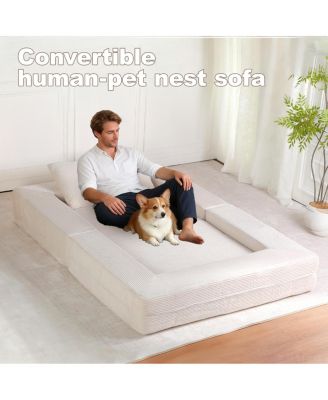 Compression Human Dog Sofa Bed, Modern Floor Couch w/Pillow
