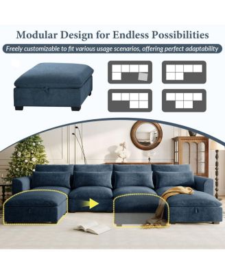 U-shaped Modular Corner Sofa with Two Ottomans